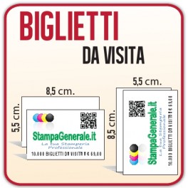 2.500 Biglietti da Visita 8,5x5,5 cm