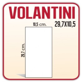500 Volantini A4 (metà) 10,5x29,7 cm.