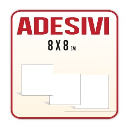 Etichette Adesive in carta, stampa a colori, misura 8x8cm.