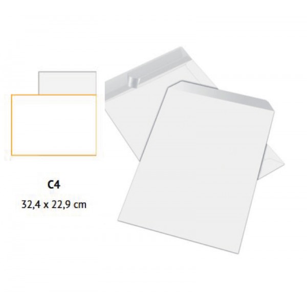 250 Buste da lettera a sacco C4, 90 g/m² carta offset, Senza Finestra,  stampa a Colori, F.to 32,40 x 22,90 cm 