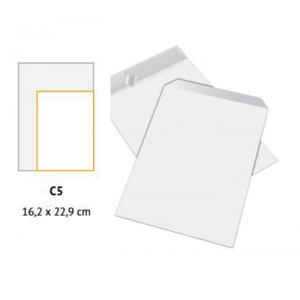 100 Buste da lettera a sacco C5, 90 g/m² carta offset, Senza Finestra,  stampa a Colori, F.to 22,90 x 16,20 cm 